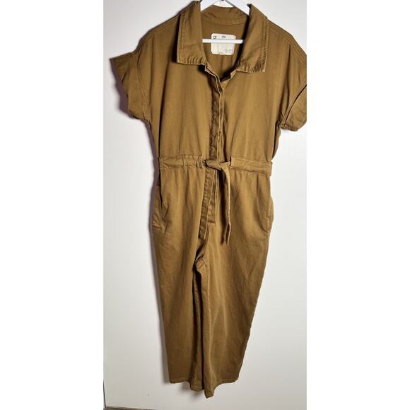 Pilcro X Anthropologie Small Brown Wingsuit Jumpsuit Romper Cap Sleeve Belted - Picture 4 of 13